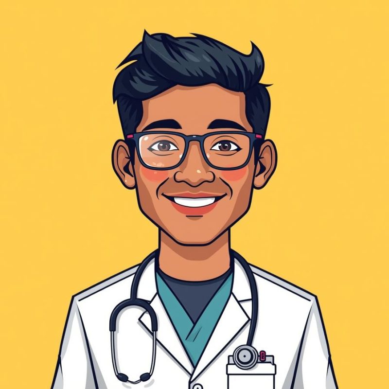 the avater of a surgeon colourful and cartoon like (1)